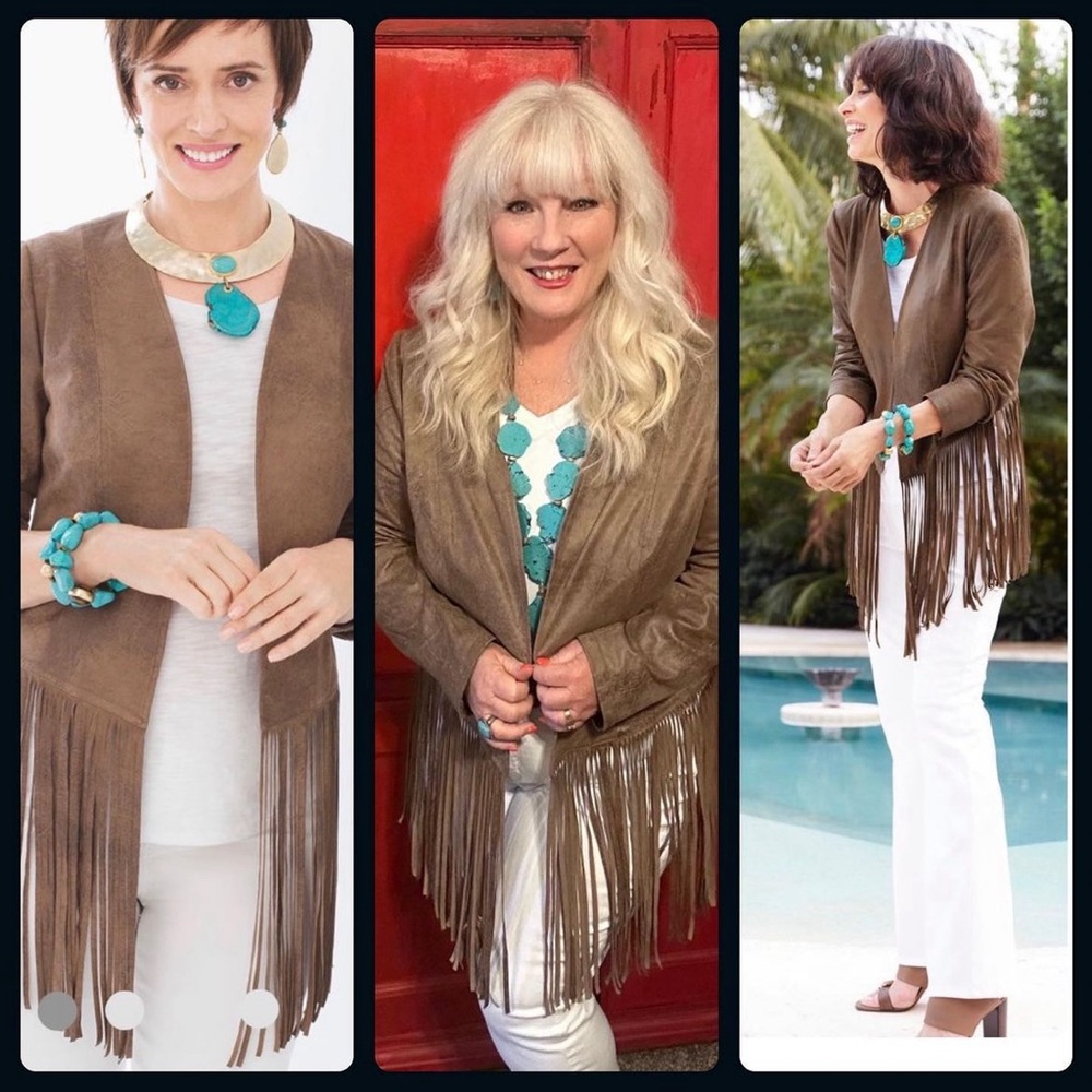 Chico’s 3 Faux Suede Fringe Jacket